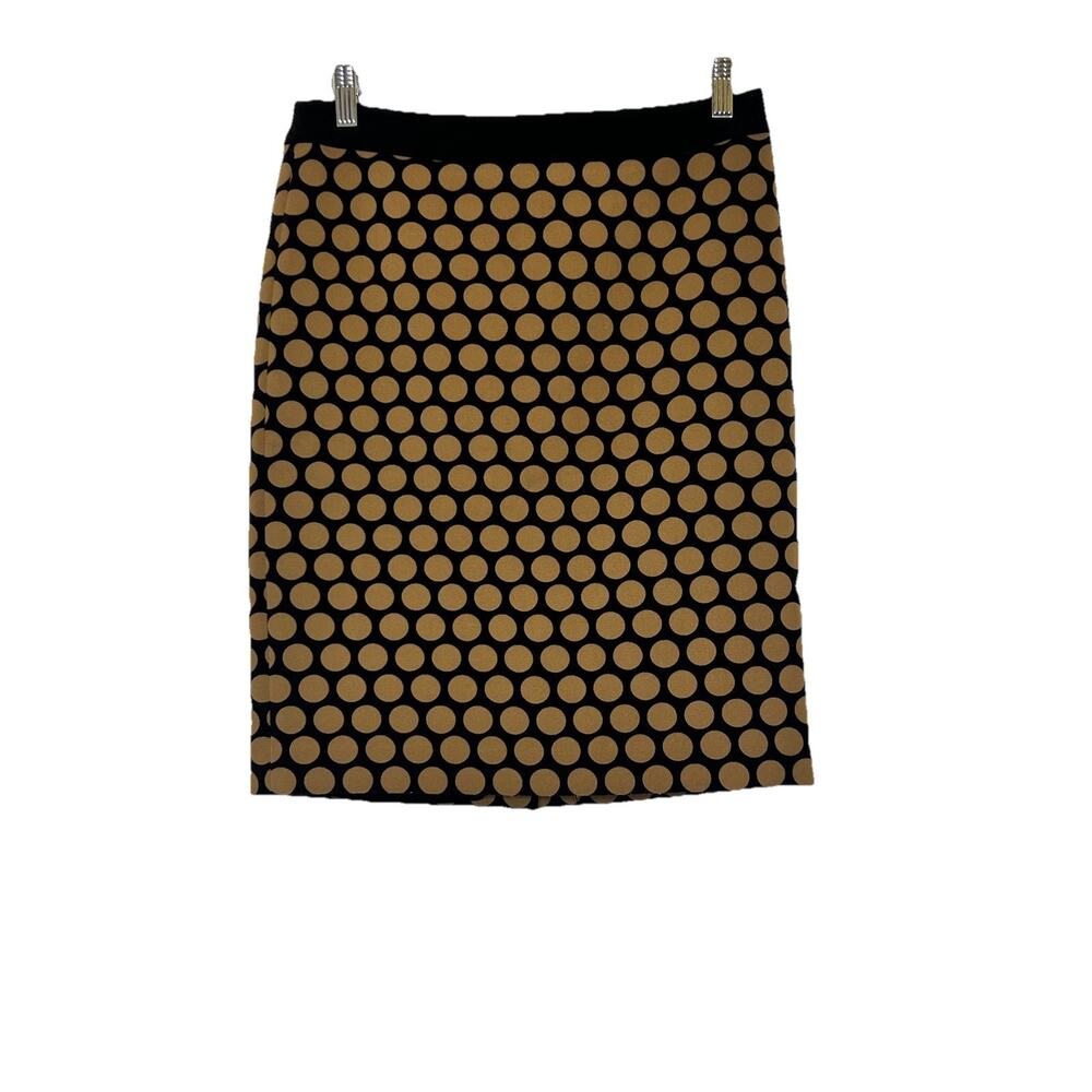 Talbots‎ Woman’s Brown With Black Polka Dots Pencil Lined Skirt Size 4 Petite .